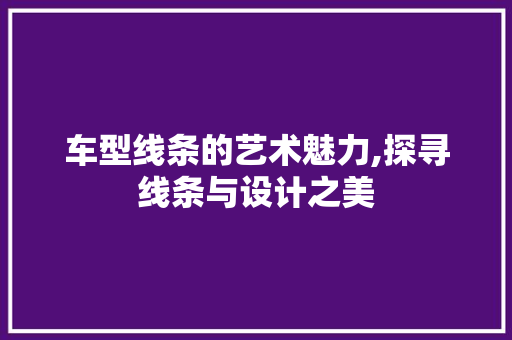 车型线条的艺术魅力,探寻线条与设计之美