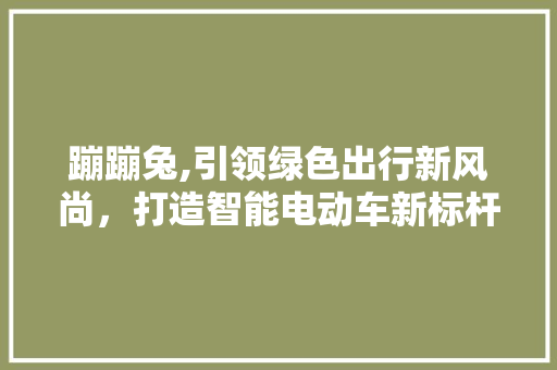 蹦蹦兔,引领绿色出行新风尚，打造智能电动车新标杆