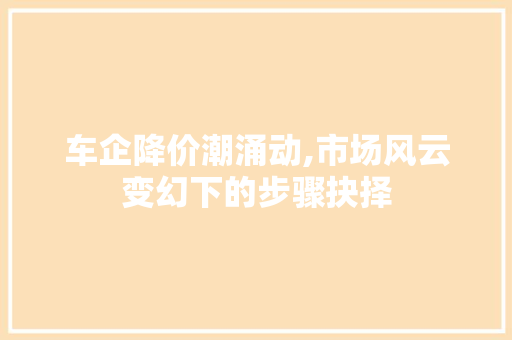 车企降价潮涌动,市场风云变幻下的步骤抉择