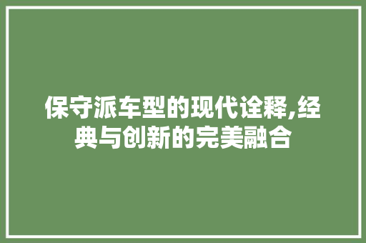保守派车型的现代诠释,经典与创新的完美融合