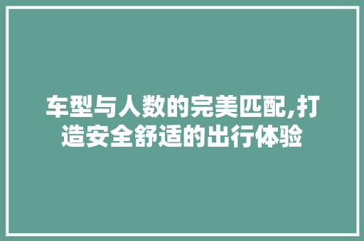 车型与人数的完美匹配,打造安全舒适的出行体验