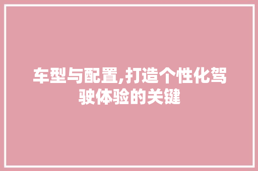 车型与配置,打造个性化驾驶体验的关键 车身配件