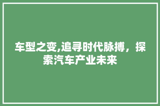 车型之变,追寻时代脉搏，探索汽车产业未来