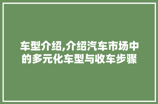 车型介绍,介绍汽车市场中的多元化车型与收车步骤