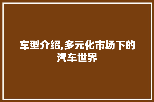 车型介绍,多元化市场下的汽车世界