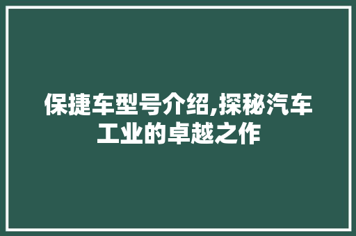 保捷车型号介绍,探秘汽车工业的卓越之作