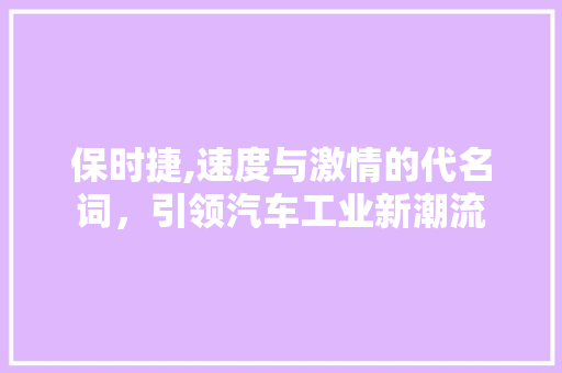 保时捷,速度与激情的代名词，引领汽车工业新潮流