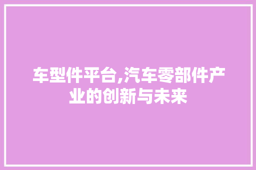 车型件平台,汽车零部件产业的创新与未来