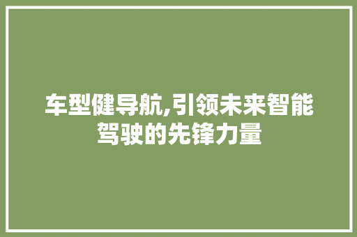 车型健导航,引领未来智能驾驶的先锋力量