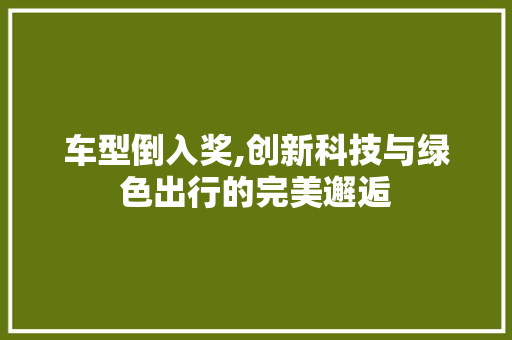 车型倒入奖,创新科技与绿色出行的完美邂逅