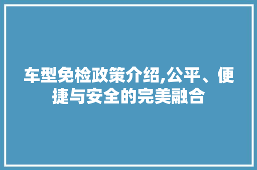 车型免检政策介绍,公平、便捷与安全的完美融合