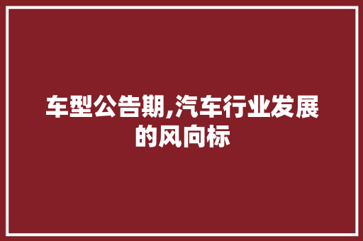 车型公告期,汽车行业发展的风向标
