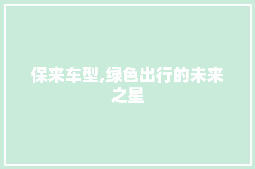 保来车型,绿色出行的未来之星