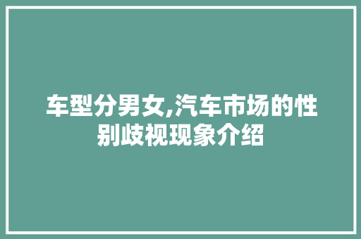 车型分男女,汽车市场的性别歧视现象介绍 蓄电池配件