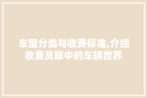 车型分类与收费标准,介绍收费员眼中的车辆世界