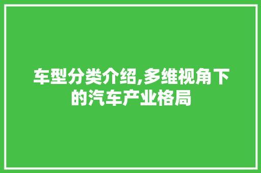 车型分类介绍,多维视角下的汽车产业格局