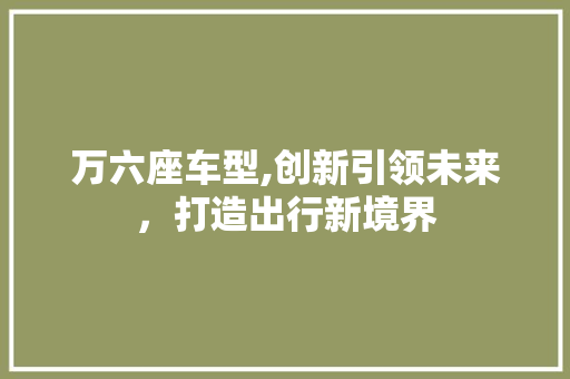 万六座车型,创新引领未来，打造出行新境界