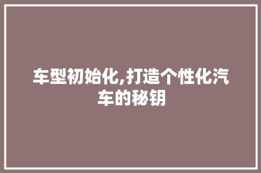 车型初始化,打造个性化汽车的秘钥