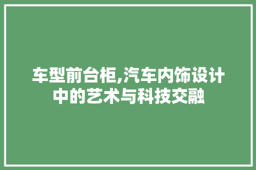 车型前台柜,汽车内饰设计中的艺术与科技交融