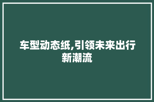 车型动态纸,引领未来出行新潮流