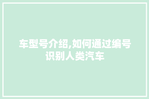 车型号介绍,如何通过编号识别人类汽车