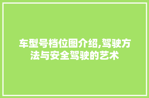 车型号档位图介绍,驾驶方法与安全驾驶的艺术