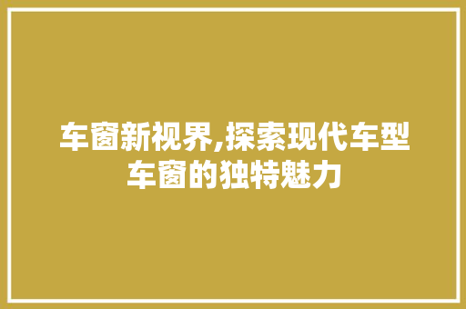 车窗新视界,探索现代车型车窗的独特魅力