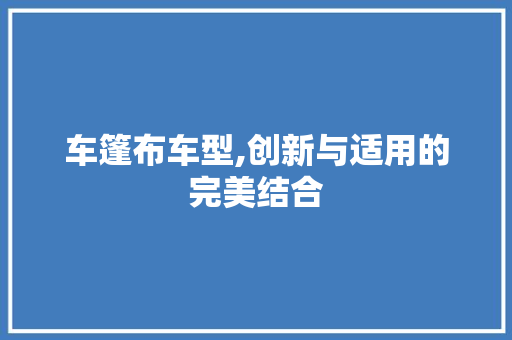 车篷布车型,创新与适用的完美结合