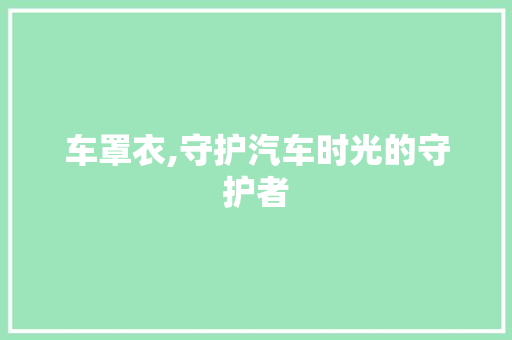 车罩衣,守护汽车时光的守护者