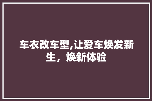 车衣改车型,让爱车焕发新生，焕新体验