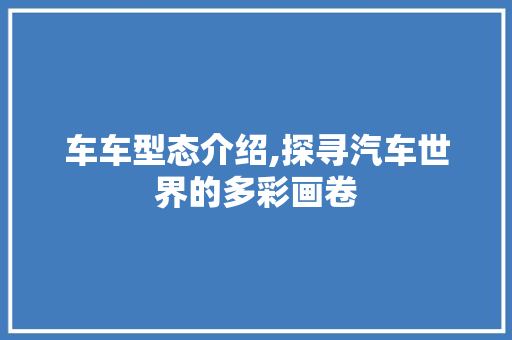 车车型态介绍,探寻汽车世界的多彩画卷