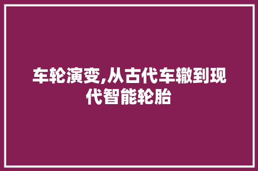 车轮演变,从古代车辙到现代智能轮胎