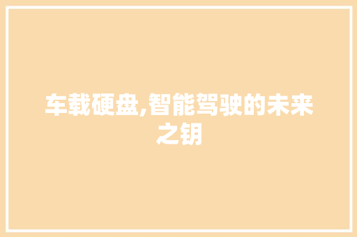 车载硬盘,智能驾驶的未来之钥