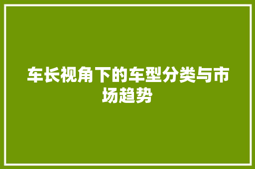 车长视角下的车型分类与市场趋势