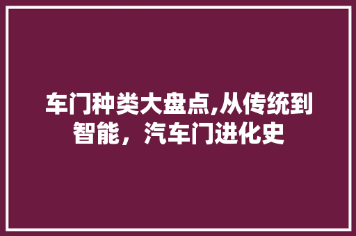 车门种类大盘点,从传统到智能，汽车门进化史