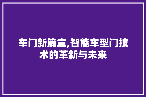 车门新篇章,智能车型门技术的革新与未来