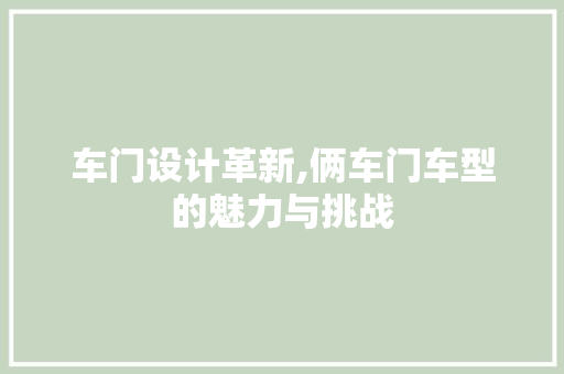 车门设计革新,俩车门车型的魅力与挑战