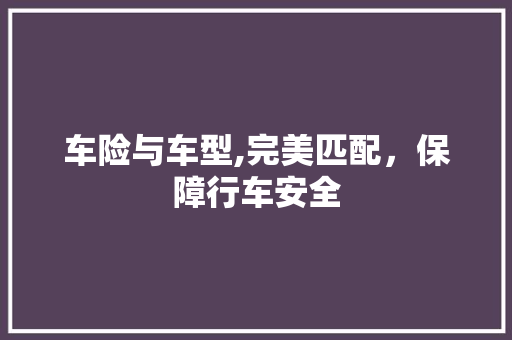 车险与车型,完美匹配，保障行车安全
