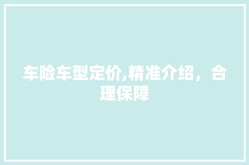 车险车型定价,精准介绍，合理保障