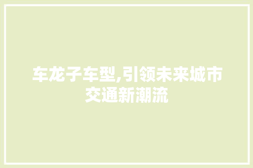 车龙子车型,引领未来城市交通新潮流