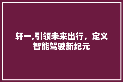轩一,引领未来出行，定义智能驾驶新纪元