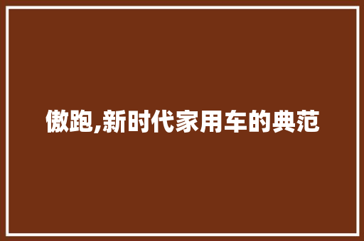 傲跑,新时代家用车的典范