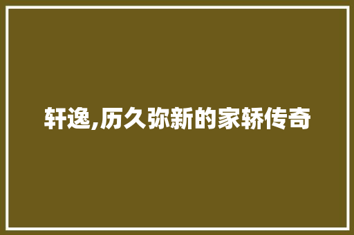 轩逸,历久弥新的家轿传奇