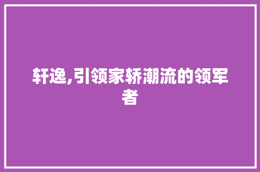 轩逸,引领家轿潮流的领军者