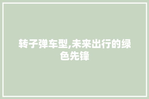 转子弹车型,未来出行的绿色先锋