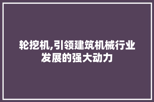 轮挖机,引领建筑机械行业发展的强大动力