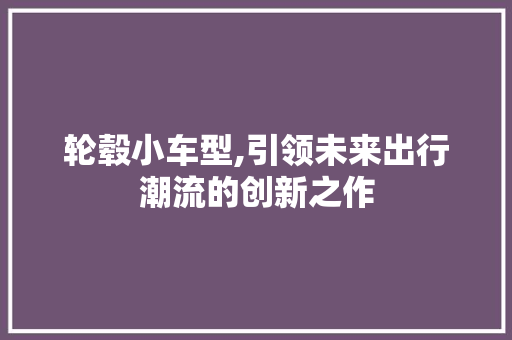 轮毂小车型,引领未来出行潮流的创新之作