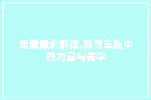 轰隆隆的韵律,探寻车型中的力量与美学
