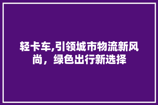 轻卡车,引领城市物流新风尚，绿色出行新选择