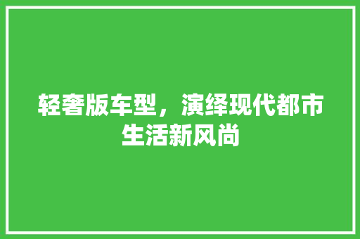 轻奢版车型，演绎现代都市生活新风尚